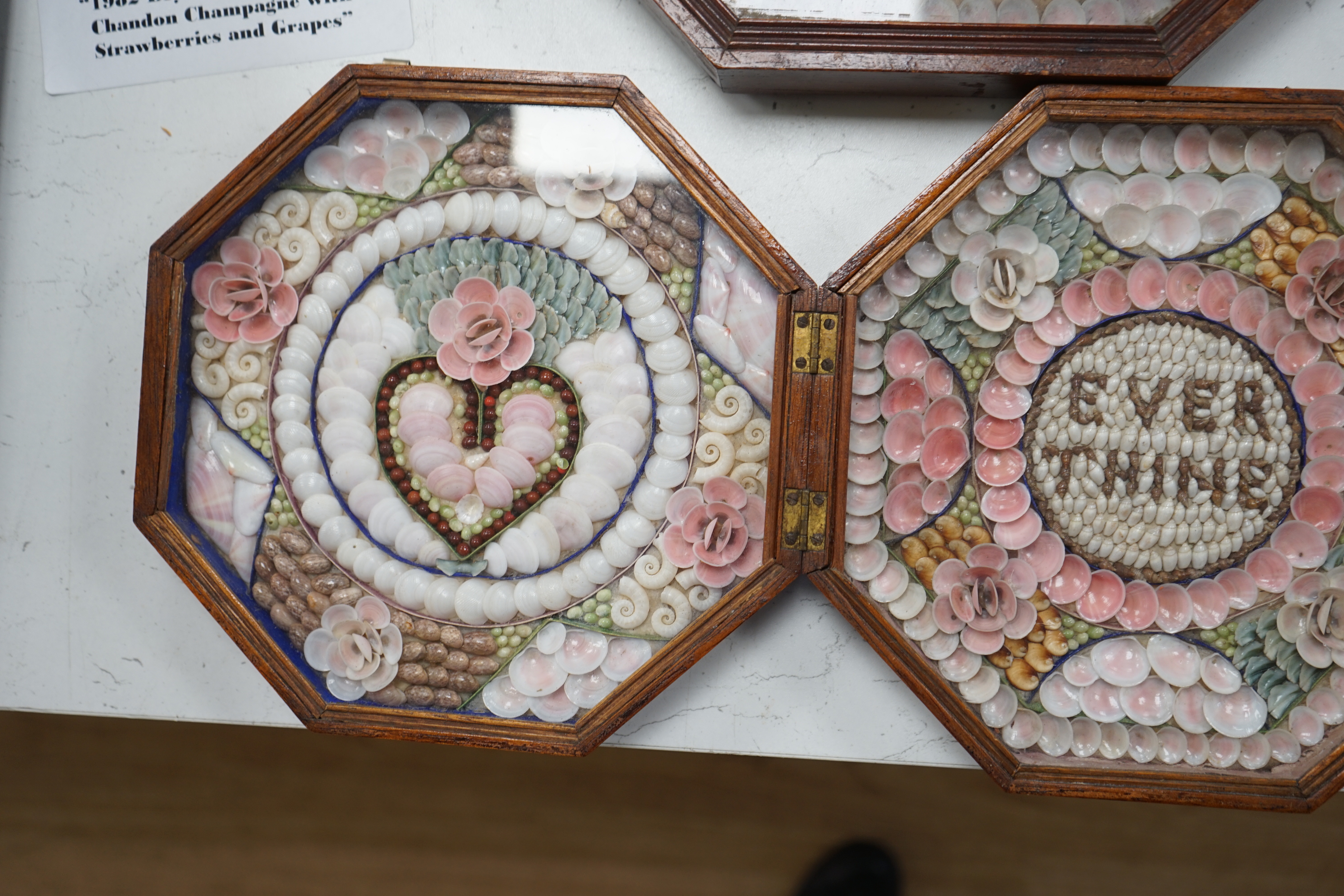 A 19th century sailor's shellwork Valentine, 23 x 23cm